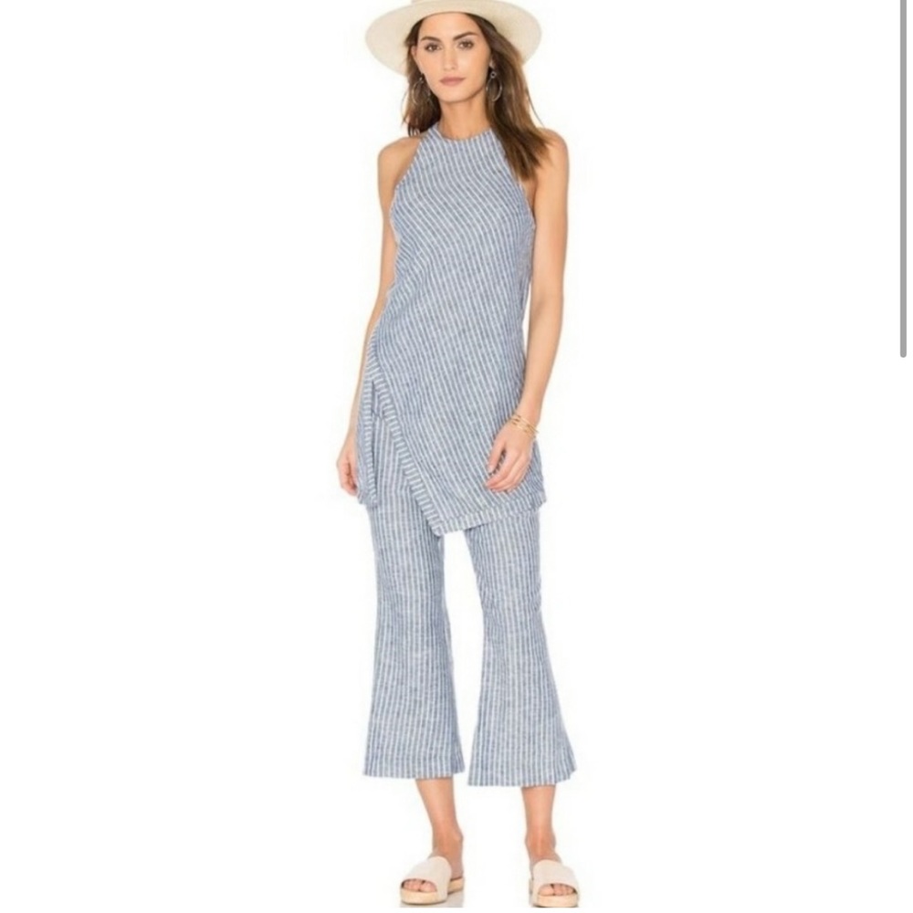 Free People Blue Combo Set Pants Tank Striped